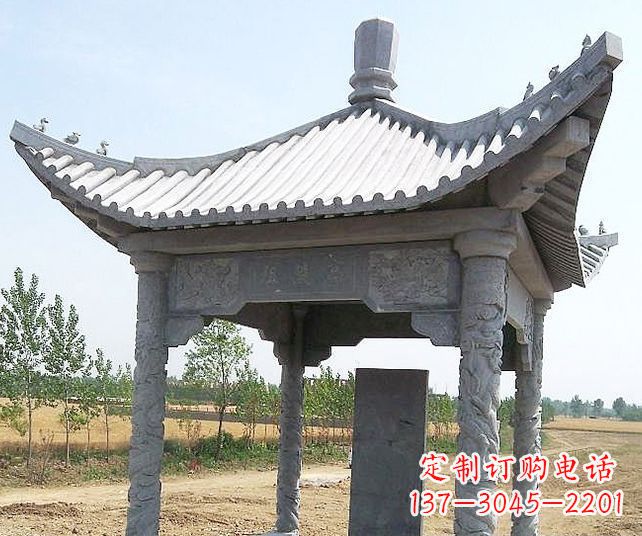 福建园林景观单层石雕凉亭 (4)