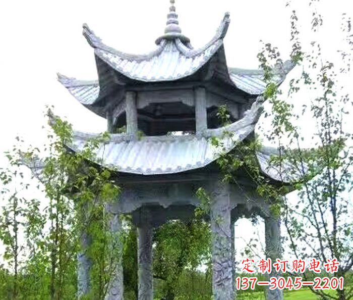 福建园林景观仿古六角石凉亭