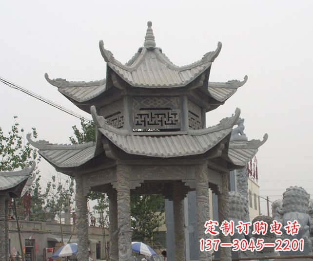 福建园林景观仿古石雕凉亭 (2)