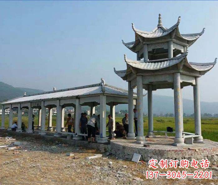 福建园林景观仿古石雕长廊凉亭