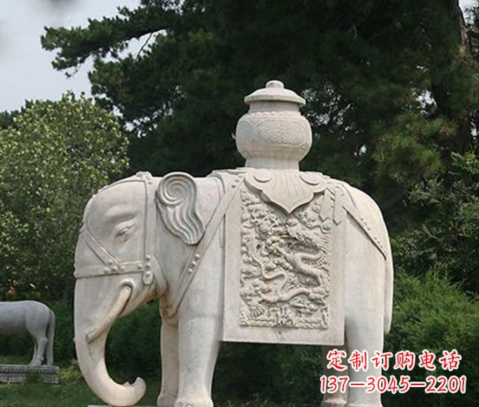 福建园林景观驮宝大象石雕