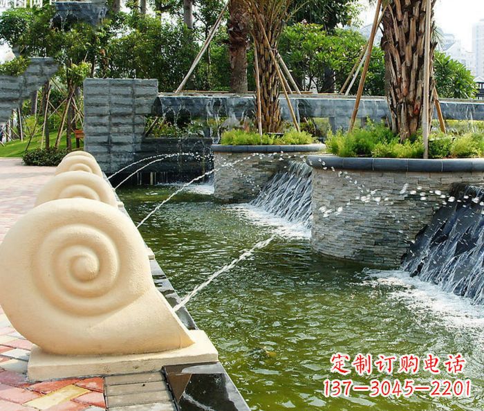 福建园林景观蜗牛喷泉石雕