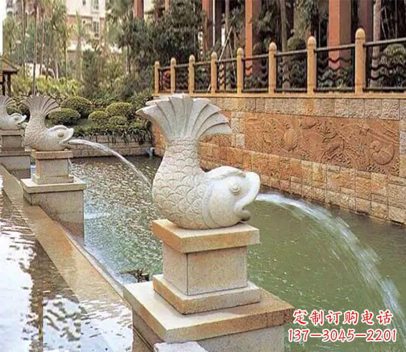 福建园林鲤鱼喷泉景观石雕