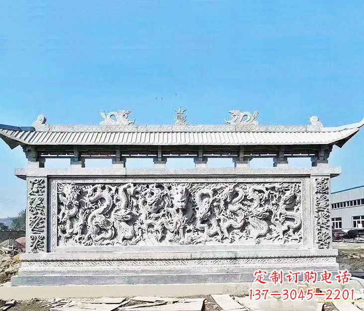 福建园林龙浮雕影壁墙景观石雕