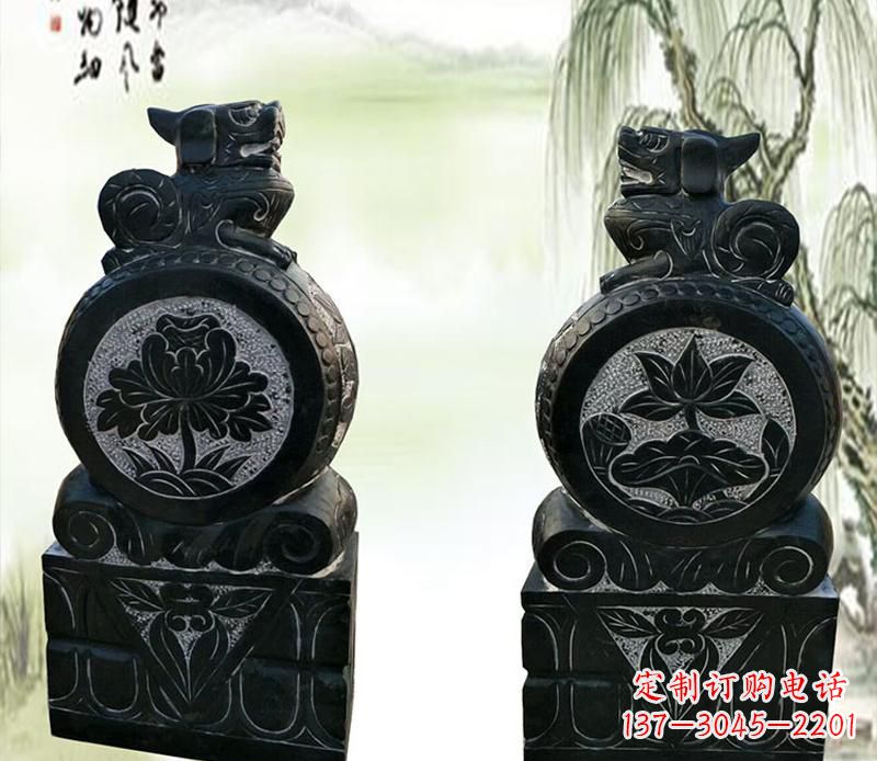 福建园林貔貅门墩石雕