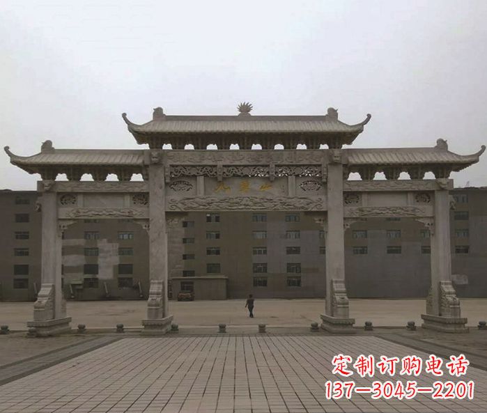 福建园林三门牌坊景观石雕