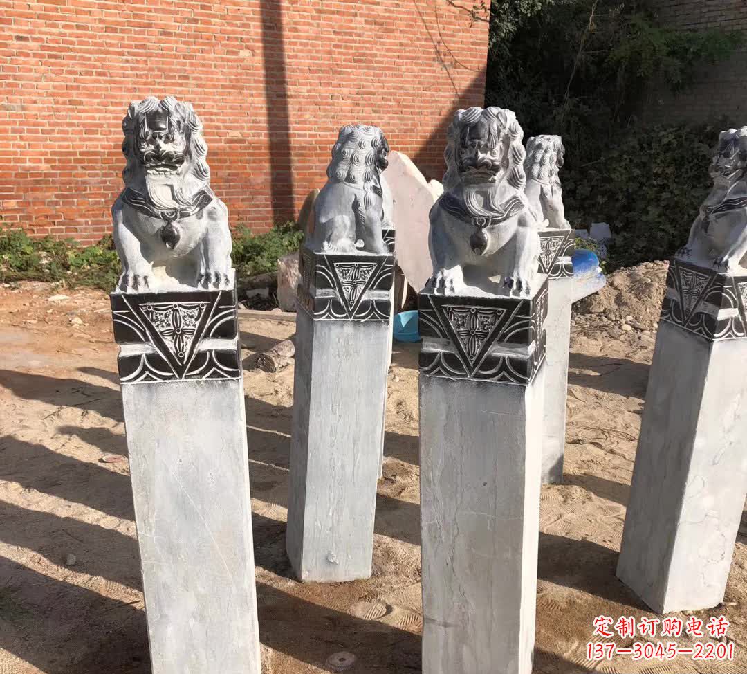 福建园林石雕狮子拴马桩