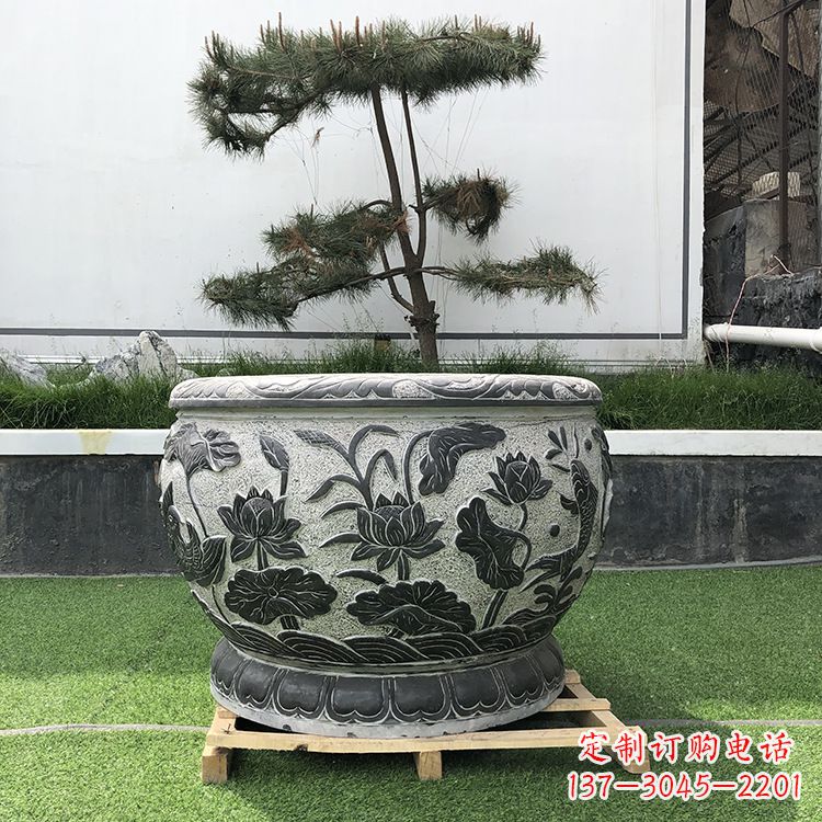福建园林石雕水缸