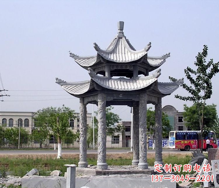 福建园林双层仿古凉亭石雕