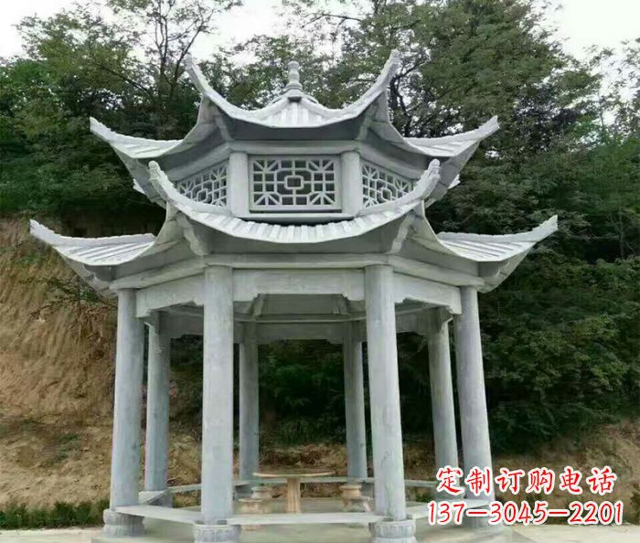 福建园林双层凉亭石雕 (2)