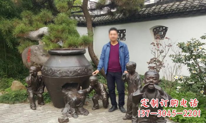 福建园林司马光砸缸铜雕 (2)