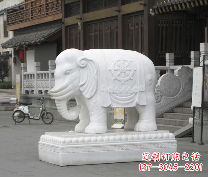 福建招财动物汉白玉大象石雕