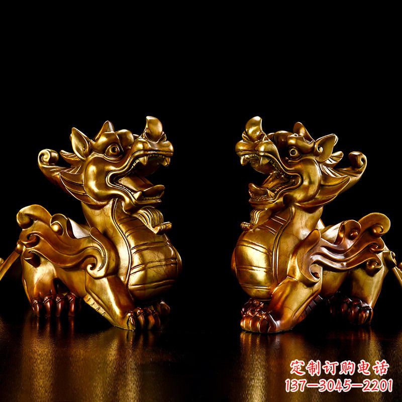福建招财黄铜貔貅雕塑摆件