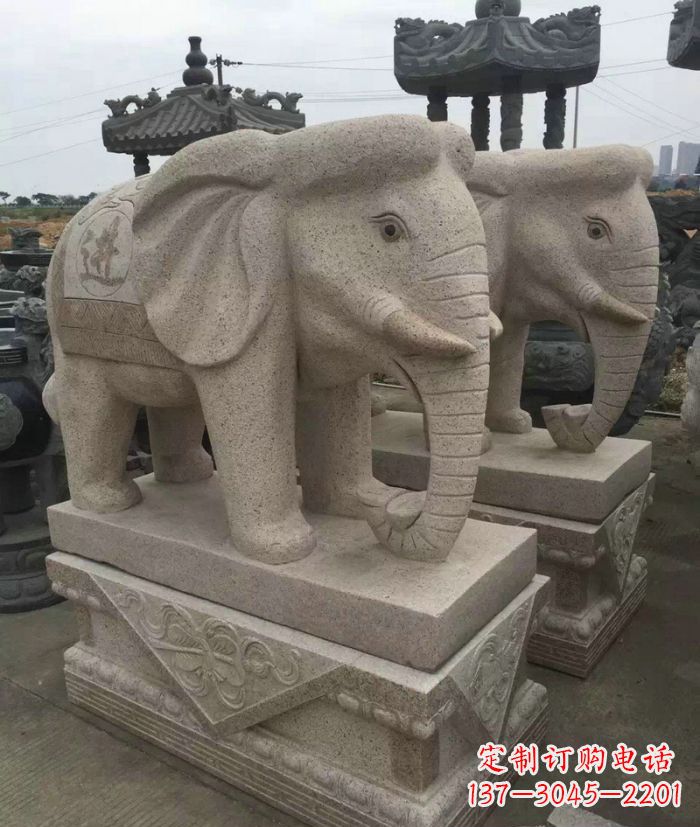 福建招财进宝大理石大象石雕