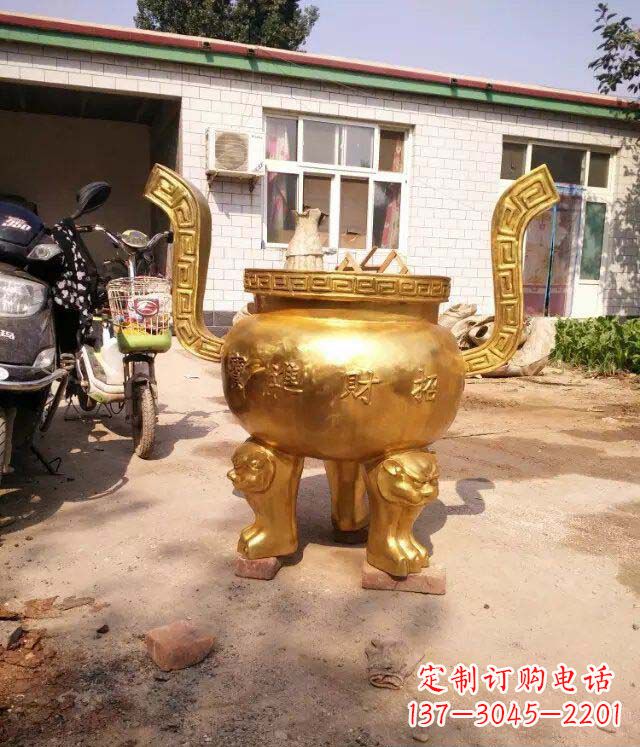 福建招财进宝香炉寺庙铜雕