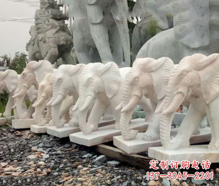 福建招财晚霞红大象石雕 (3)