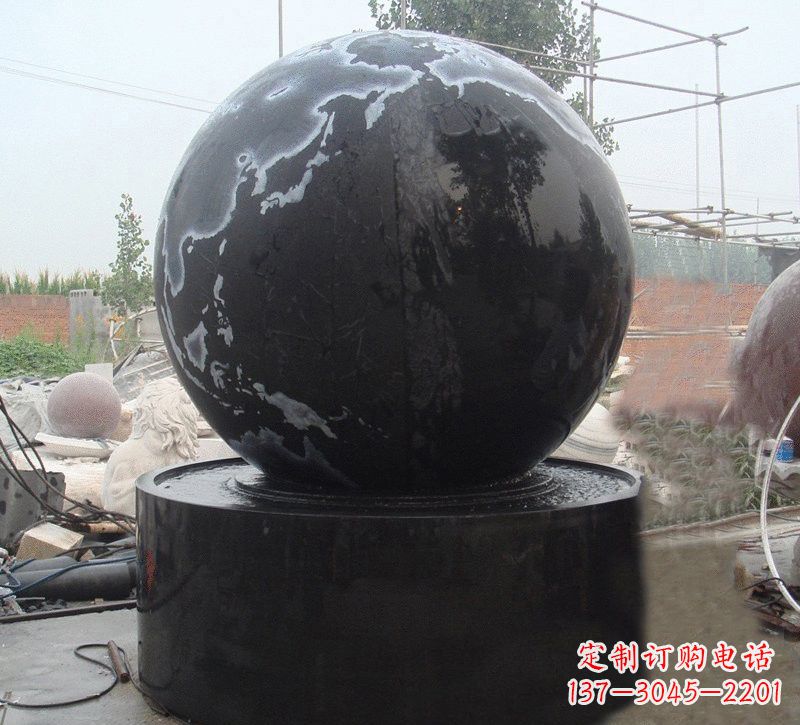 福建中国黑风水球石雕