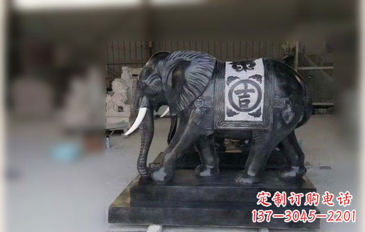 福建中国黑石材大象雕塑
