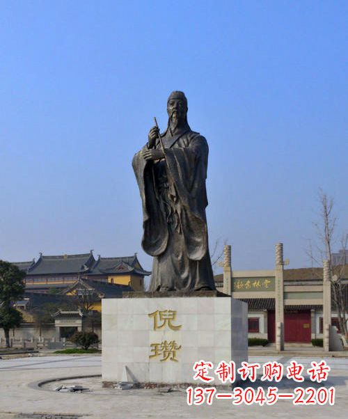 福建中国历史名人元末明初画家诗人倪瓒铜雕塑像