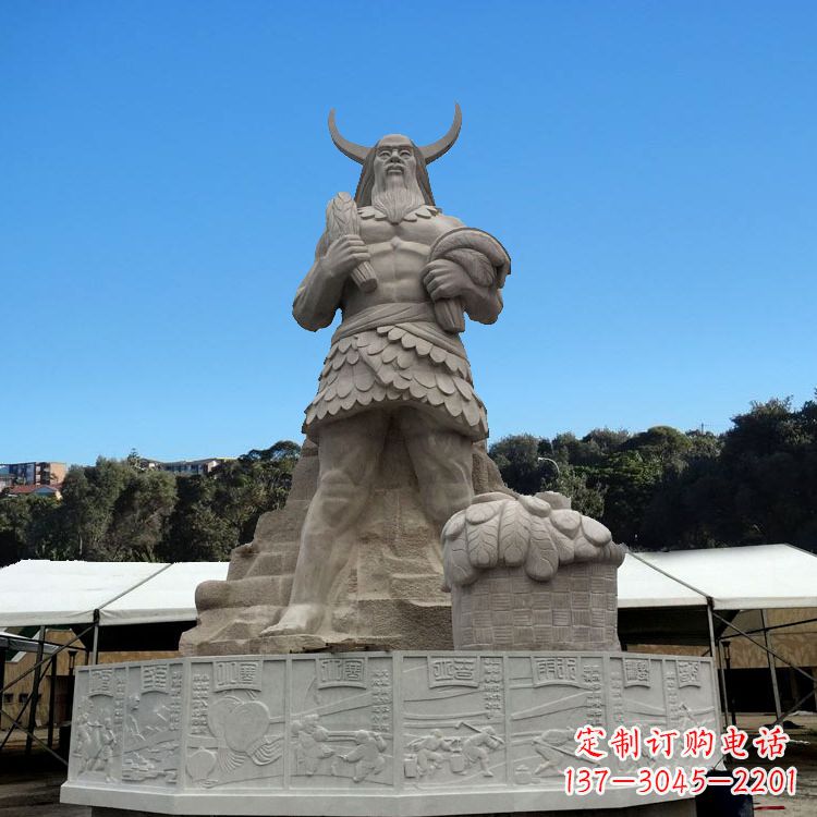 福建中国上古人物人文初祖汉白玉神农雕像
