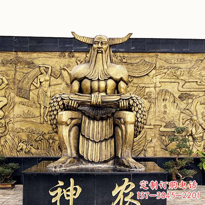 福建中国神话传说人物五榖神农大帝铜雕塑像