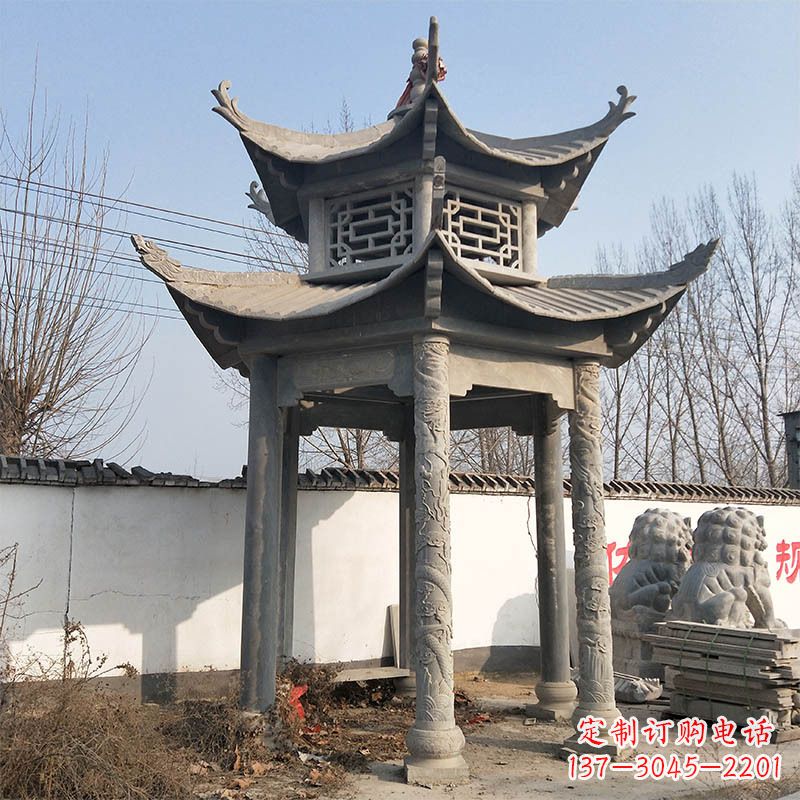 福建中式双层石雕凉亭
