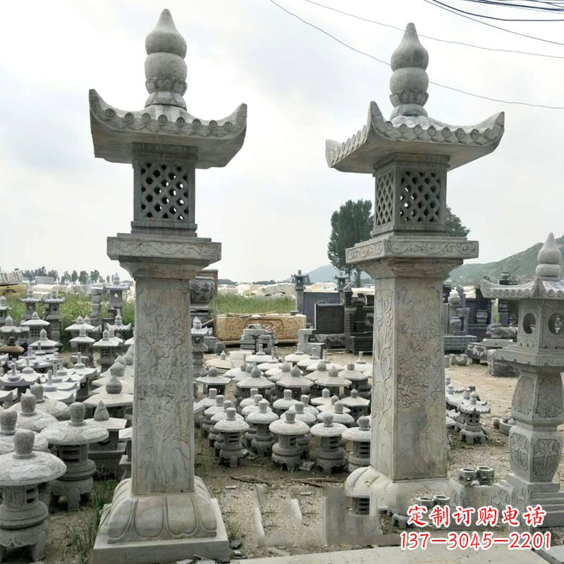 福建中式做旧高墩石灯