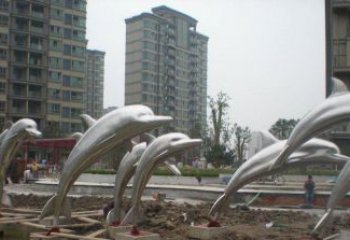 福建小区不锈钢跳跃海豚雕塑