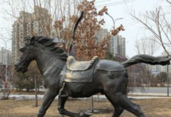 福建小区动物奔跑的马铜雕
