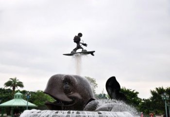 福建鱼和小孩水景喷泉