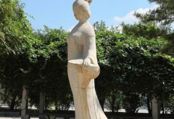 福建园林历史人物著名美女秦罗敷砂岩石雕塑像