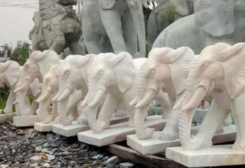 福建招财晚霞红大象石雕 (3)