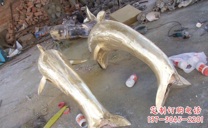 福建铸铜海豚公园动物铜雕