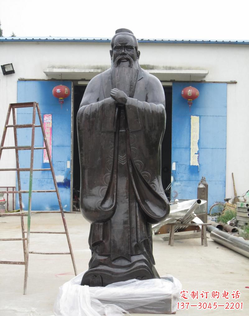 福建铸铜孔子摆件