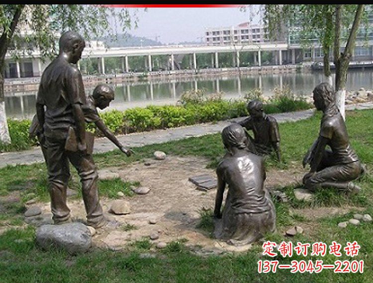 福建铸铜老师和学生雕塑