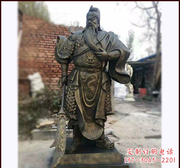福建铸铜立式关公雕塑