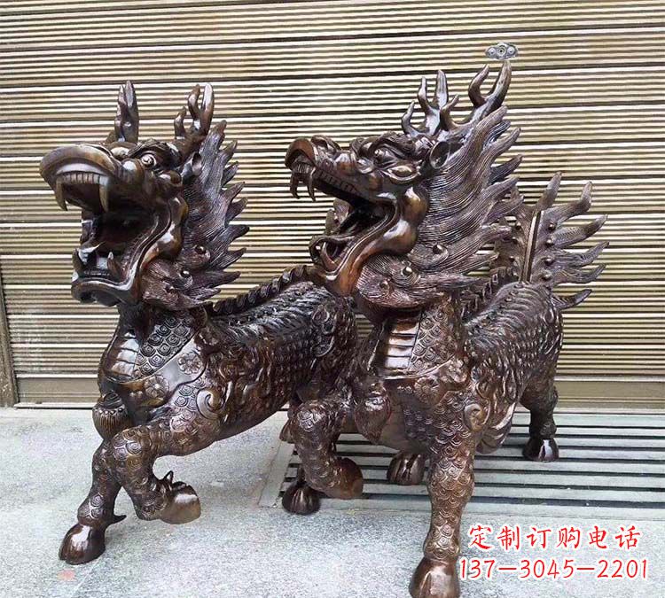 福建铸铜立式麒麟