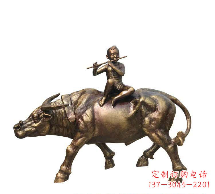 福建铸铜牧童牛雕塑