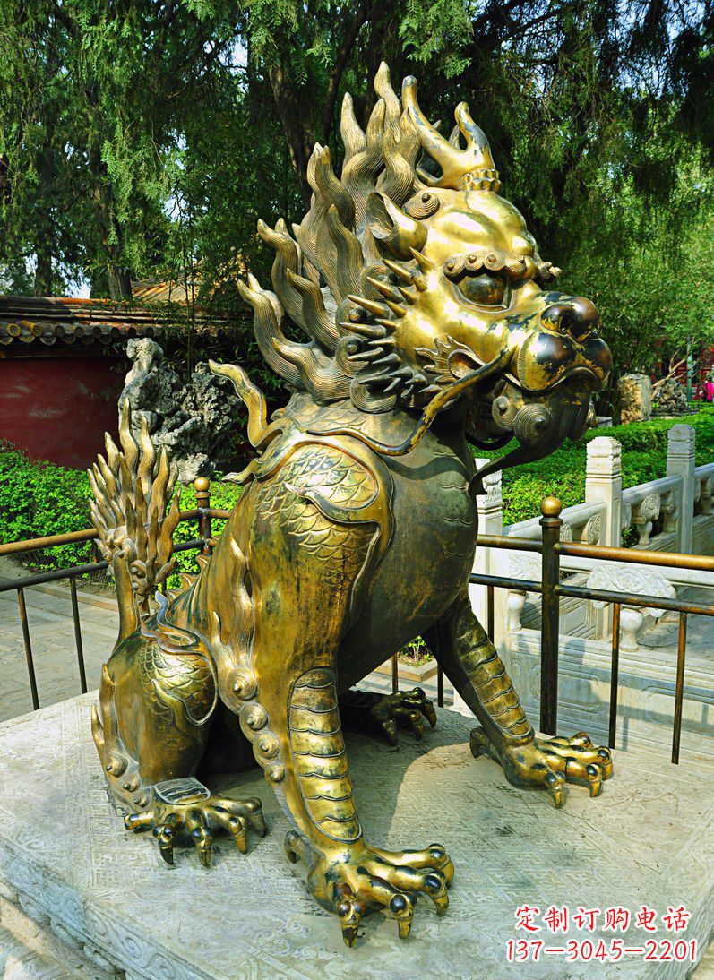 福建铸铜麒麟神兽铜雕