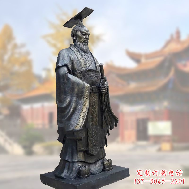 福建铸铜秦始皇铜雕塑像