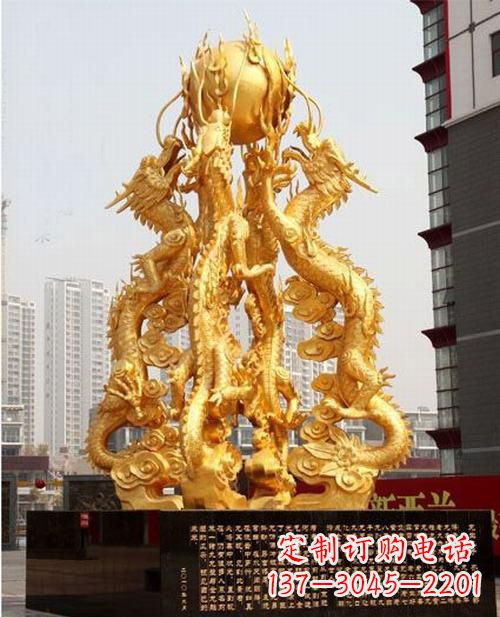 福建铸铜四龙戏珠雕塑