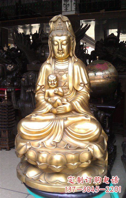 福建铸铜送子观音雕塑