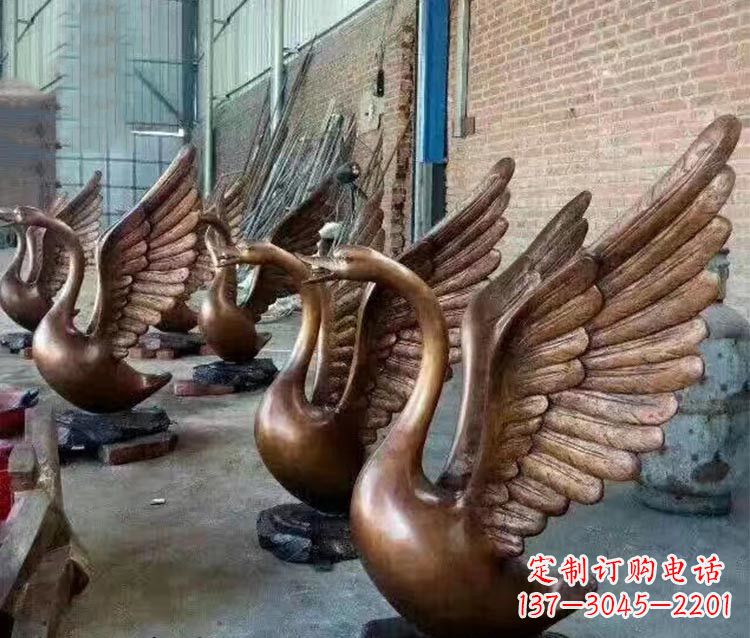 福建铸铜天鹅喷水动物喷泉雕塑