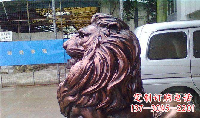 福建紫铜西洋狮子铜雕 (2)