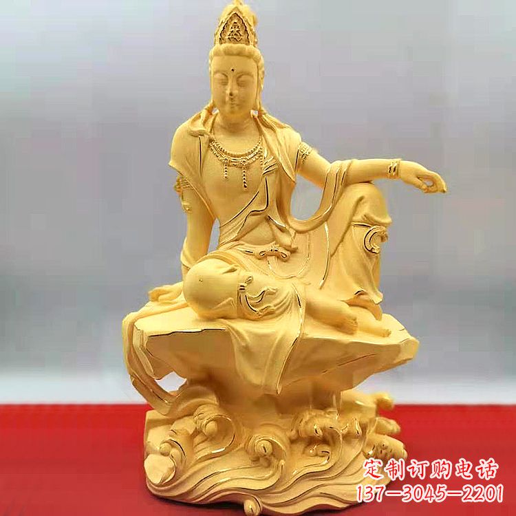 福建自在观音纯铜镀金雕塑