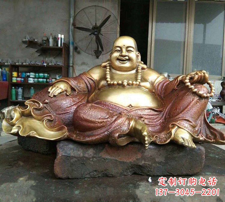福建宗教供奉坐式弥勒佛铜雕