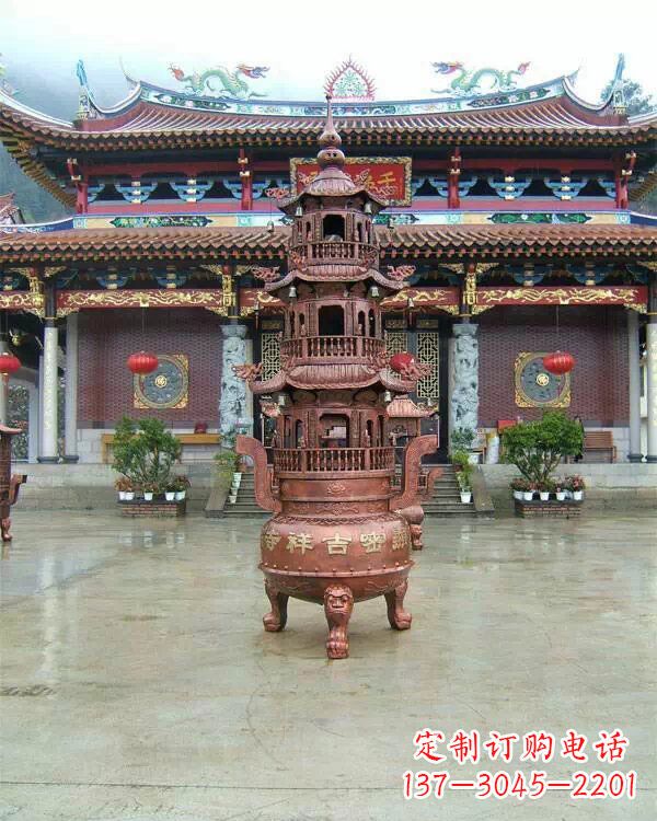 福建宗教庙宇香炉铜雕