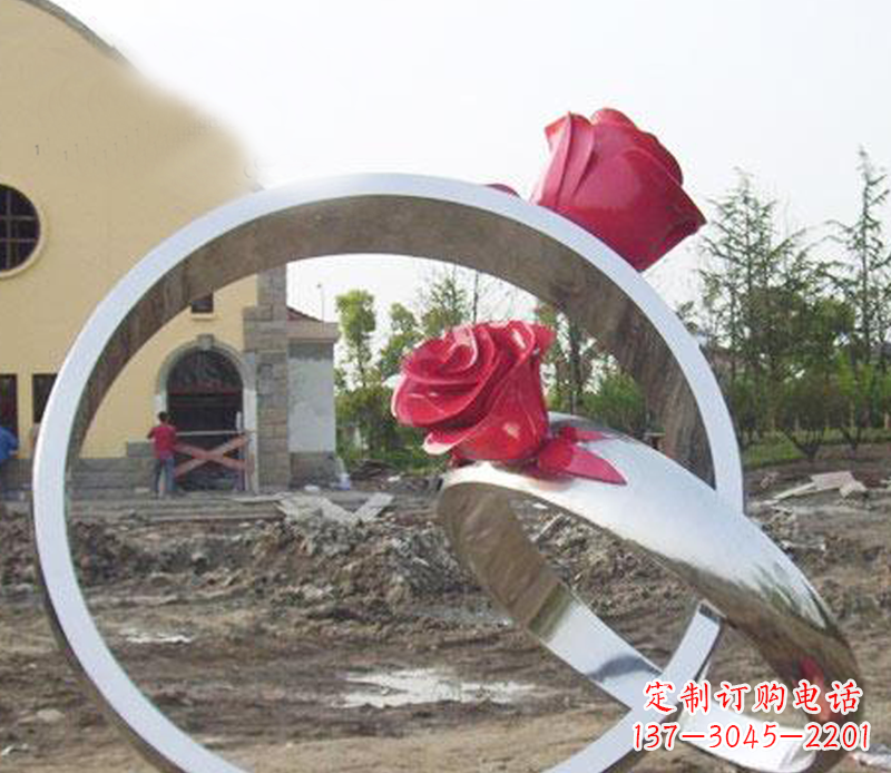 福建广场景观不锈钢戒指雕塑