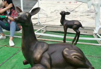 福建铸铜广场动物鹿雕塑 