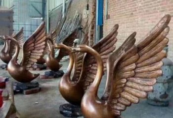 福建铸铜天鹅喷水动物喷泉雕塑